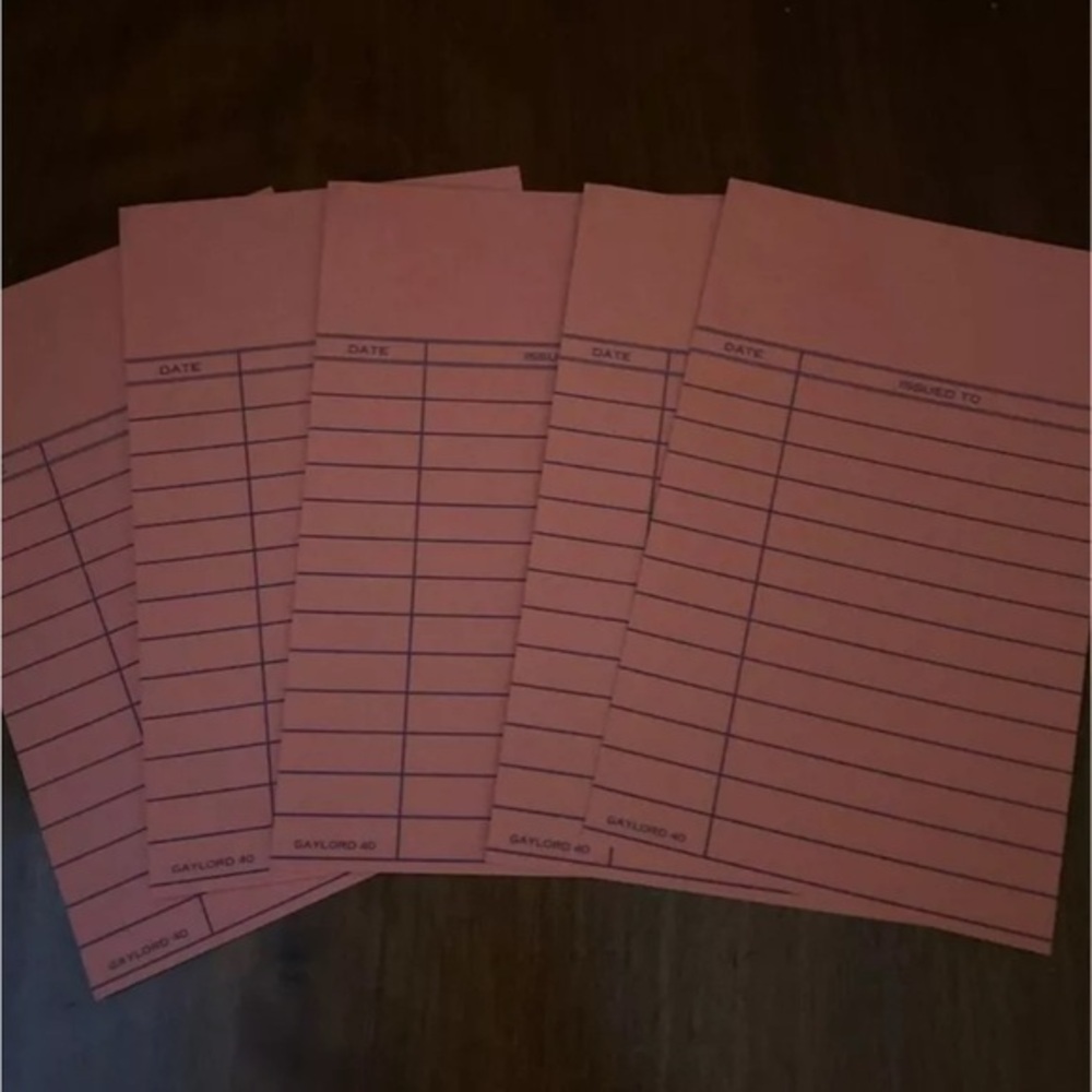 50 Unused Gaylord Library Cards Salmon